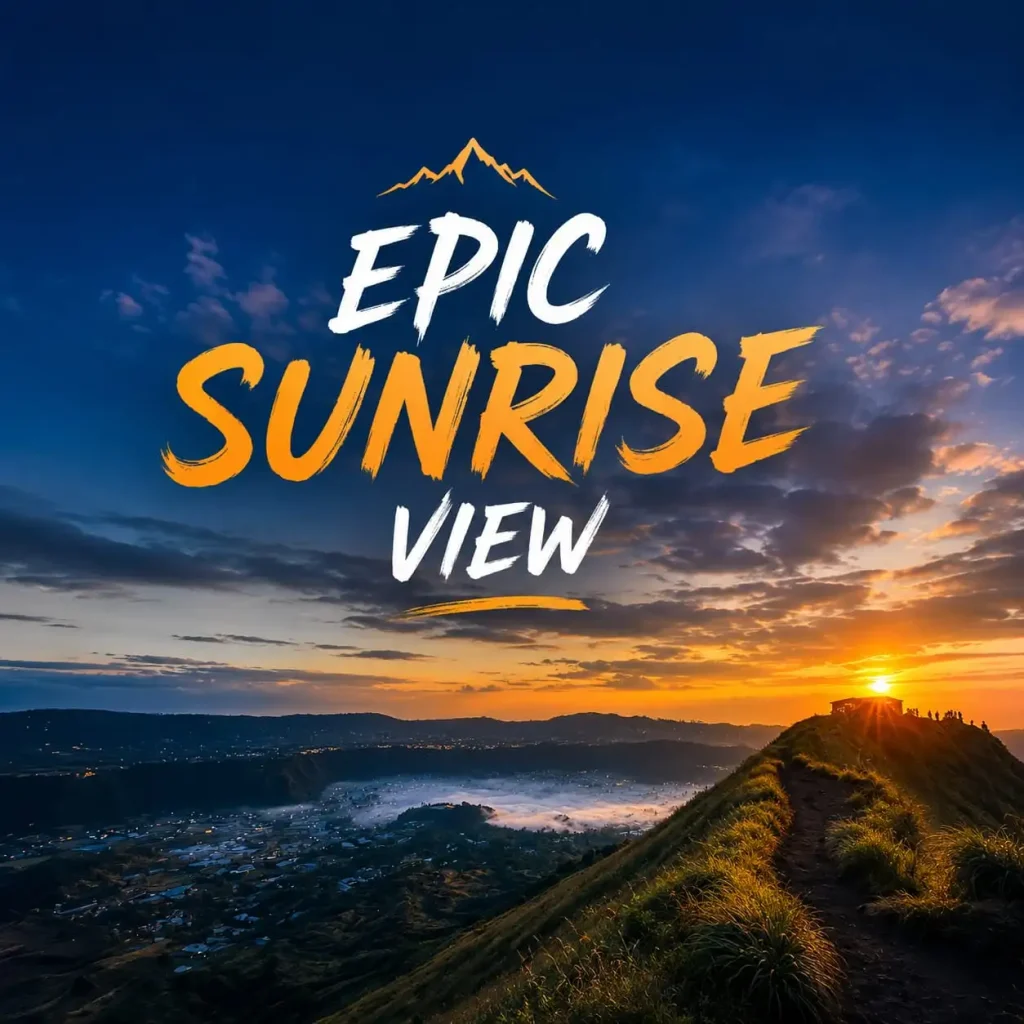 Watch the sunrise above the clouds from Baliโs iconic volcano.